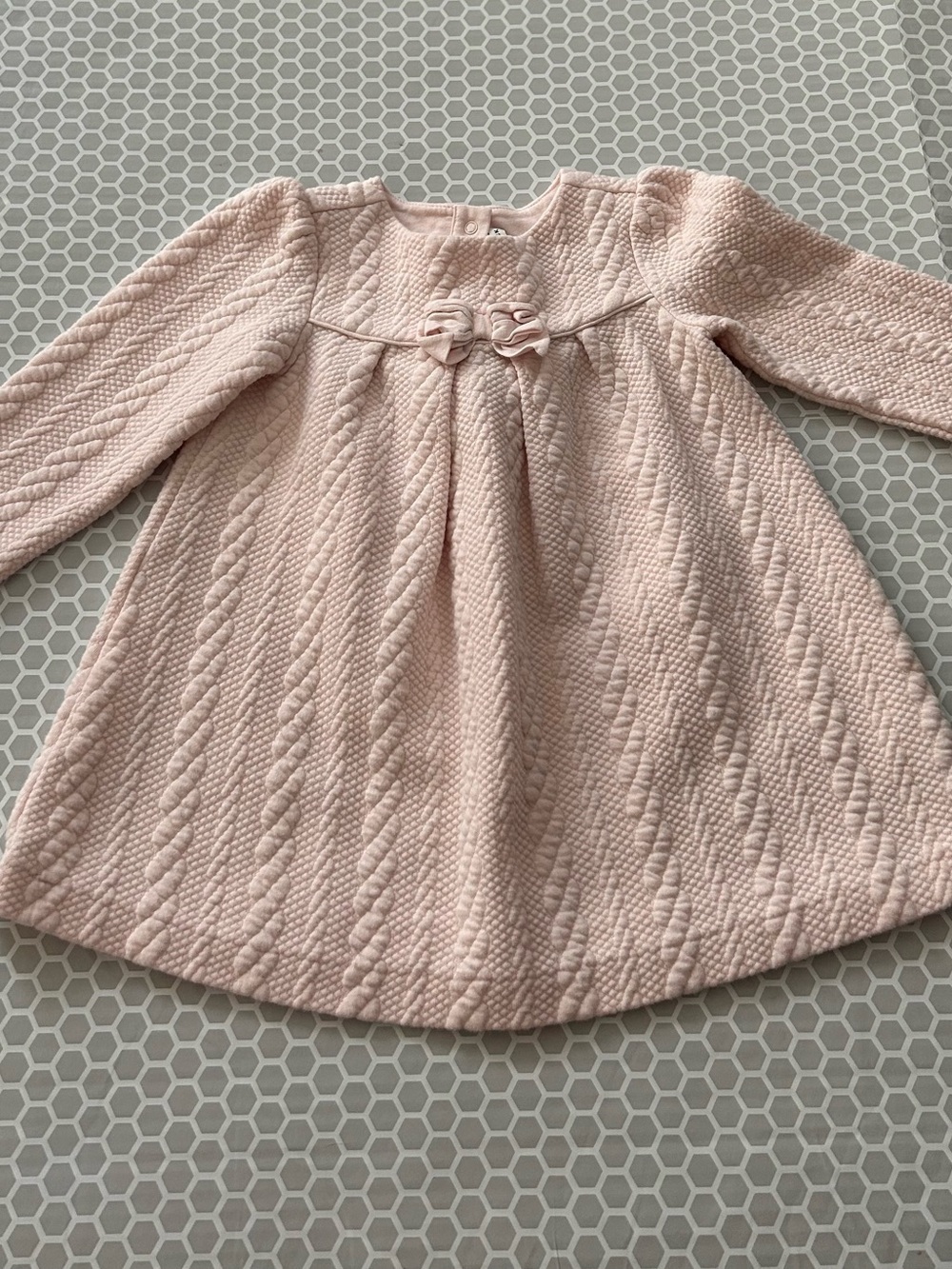 Janie and Jack Light Pink Cable-Knit Bow Front Dress. Size 18-24M